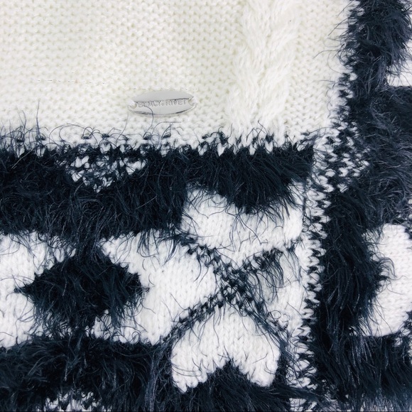 NWT Ivory Black Cowl Neck Poncho Sweater SM/MED - Picture 7 of 8